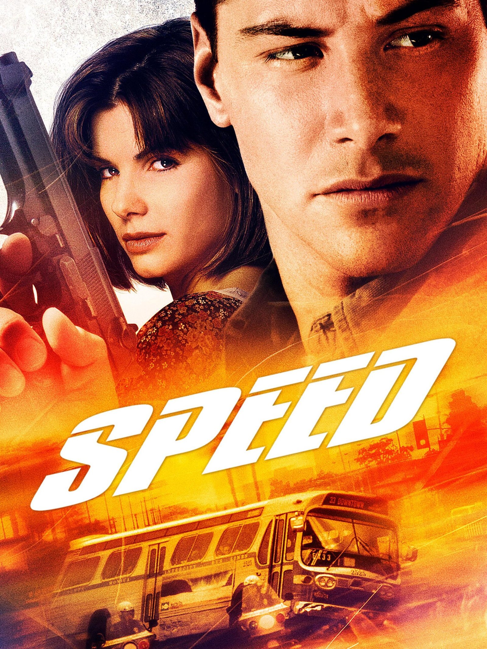 Póster de Speed (1994) con Keanu Reeves y Sandra Bullock